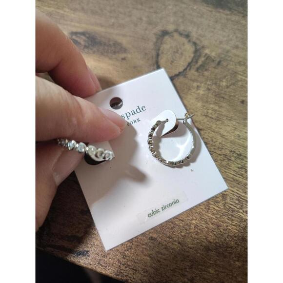 Kate Spade Full Circle Earrings - Clear / Silver Pave Hoop  NWT - Picture 3 of 4